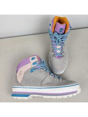 Timberland Euro Hiker Waterproof Boots Retro Gray Purple Blue Multicolor Size 10